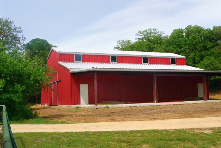 Red Steel Frame Barn