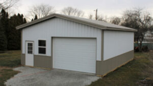 Small shed built as a pole barn makes a perfect garage. Shown above the areas we serve in Missouri.
